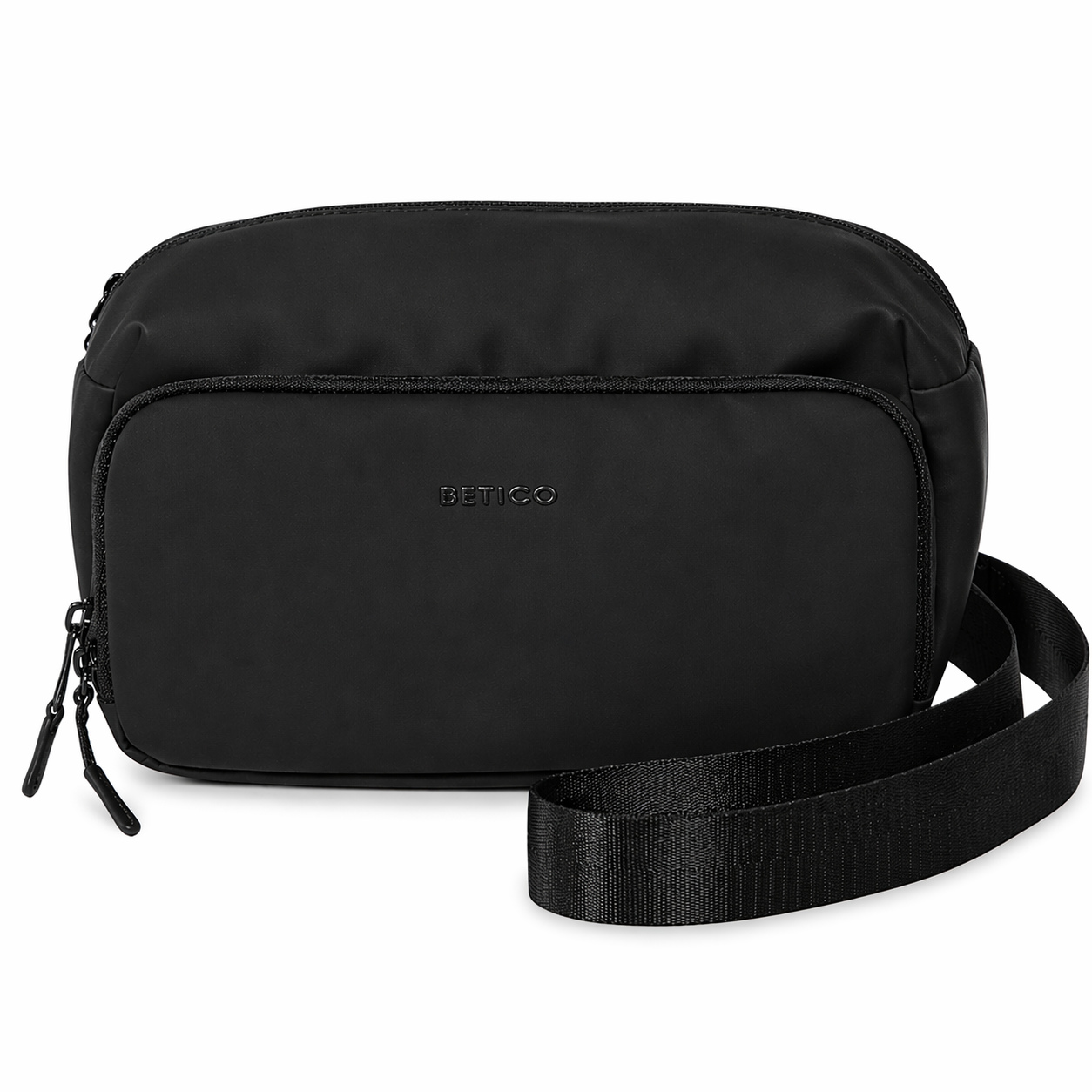 Black Betico Essential crossbody organiser bag with adjustable strap for daily essentials and wellness accessories