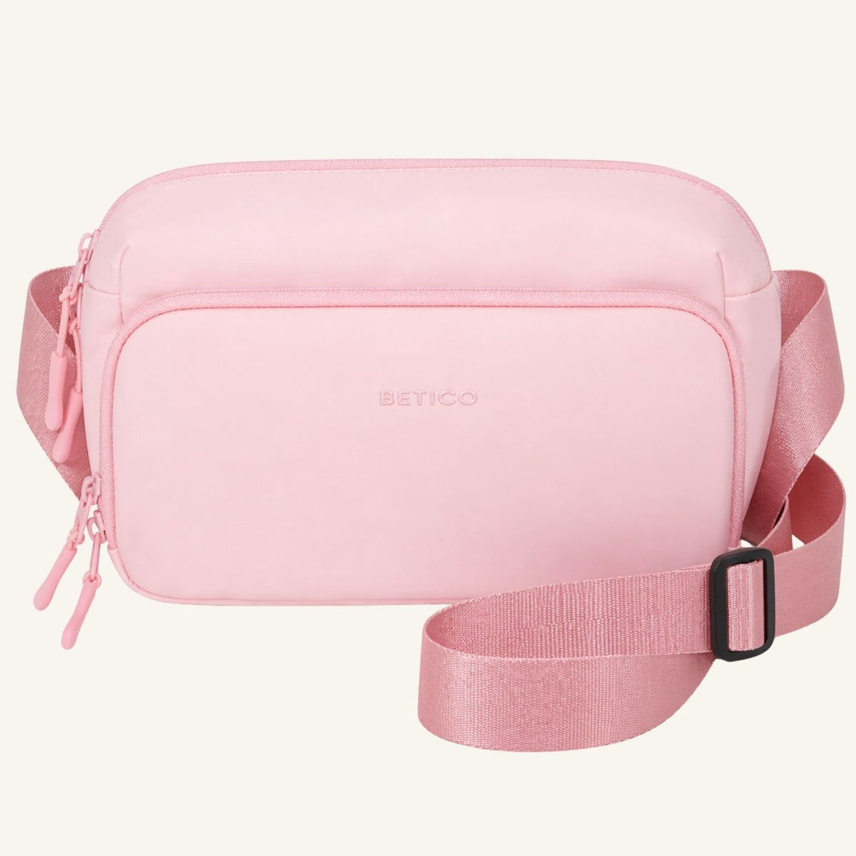 Betico Essential Diabetes Bag in Pink, front view with adjustable crossbody strap