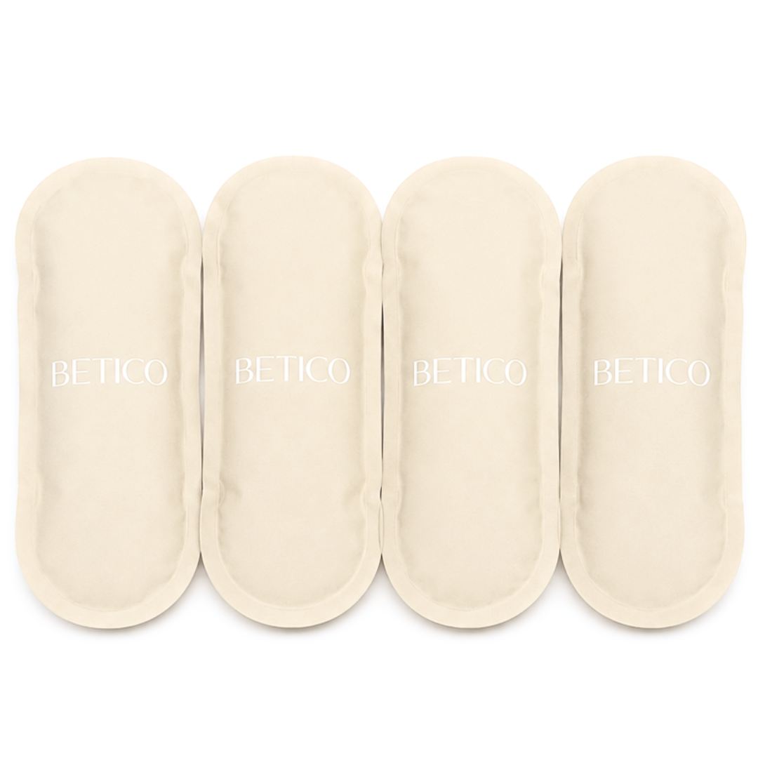 Set of four reusable Betico cool packs designed for insulated pouches, travel organisers and temperature-conscious everyday carry accessories