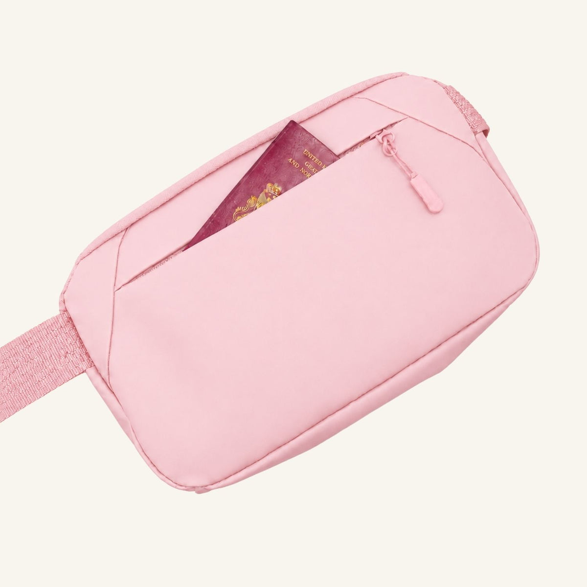 Betico Essential Diabetes Bag in Pink showing rear zip pocket with passport storage